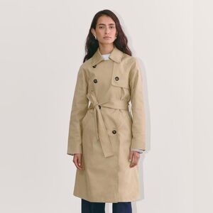 EVERLANE The Modern Trench Coat Long Belted Pockets in Khaki Tan XS